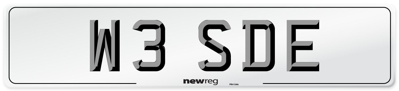 W3 SDE Number Plate from New Reg
